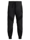 Greg Lauren Chalk Stripe Performance Lounge Pants In Black