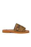 Chloé Woody Logo-detailed Canvas Slides In Brown