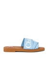 Chloé Chloe Blue Woody Flat Mules In Graceful Blue