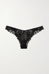 LA PERLA FLORAL GROOVE LACE AND STRETCH-TULLE BRIEFS