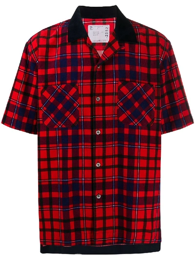 Sacai Checked Short-sleeved Shirt In Red