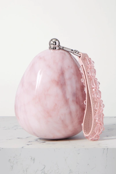 Simone Rocha Mini Perspex Marbled Acrylic Egg Evening Bag In Pink