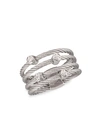 ALOR CLASSIQUE 18K WHITE GOLD, STAINLESS STEEL & DIAMOND TWISTED RING,0400013060882