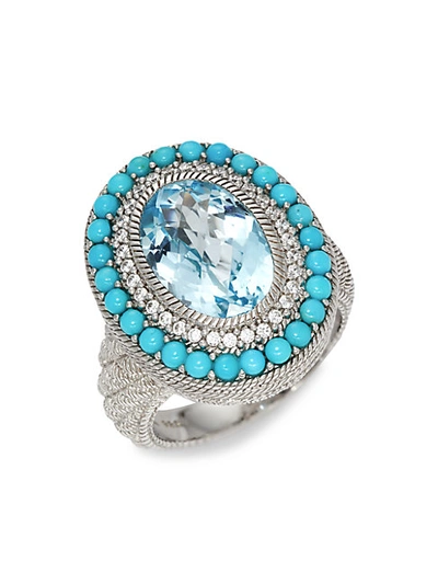 Judith Ripka Sterling Silver, Cubic Zirconia, Turquoise Blue Topaz