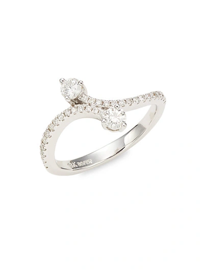 Nephora 14k White Gold & Diamond Curved Band Ring