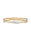 ALOR 18K YELLOW GOLD, STAINLESS STEEL & DIAMOND BANGLE BRACELET,0400013060886