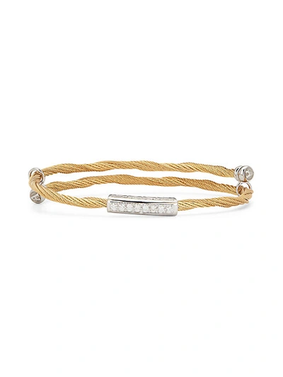 Alor 18k Yellow Gold, Stainless Steel & Diamond Bangle Bracelet