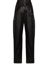OFF-WHITE HIGH-WAISTED LEATHER TROUSERS