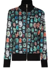 Palm Angels Black Jewel Print Track Jacket In Black
