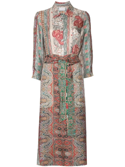 Pierre-louis Mascia Mixed-print Silk Dress In Multicolour
