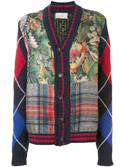 Pierre-louis Mascia Patchwork Rib-trimmed Cardigan In Multicolour