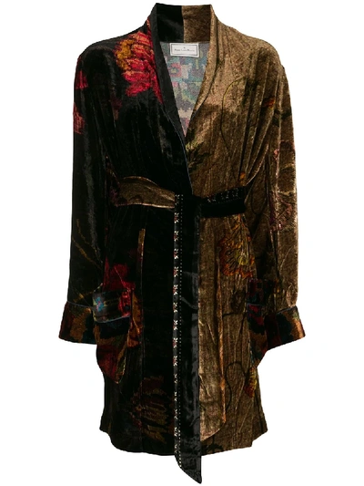 Pierre-louis Mascia Velvet Tie-waist Coat In Multicolour