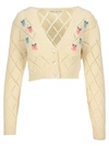 ALESSANDRA RICH EMBROIDERED POINTELLE KNIT CARDIGAN,11475262