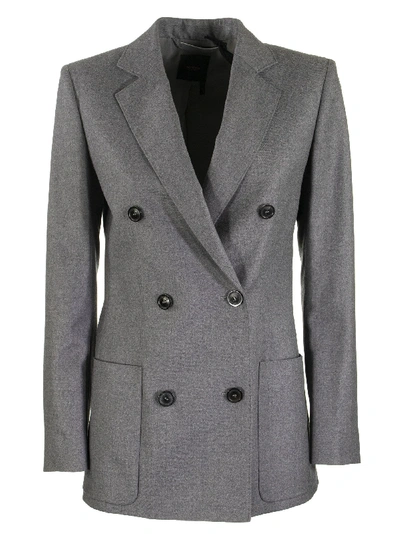 Agnona Wool Flannel Double Breasted Jacket In Grey