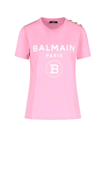 Balmain Short Sleeve T-shirt In Pink