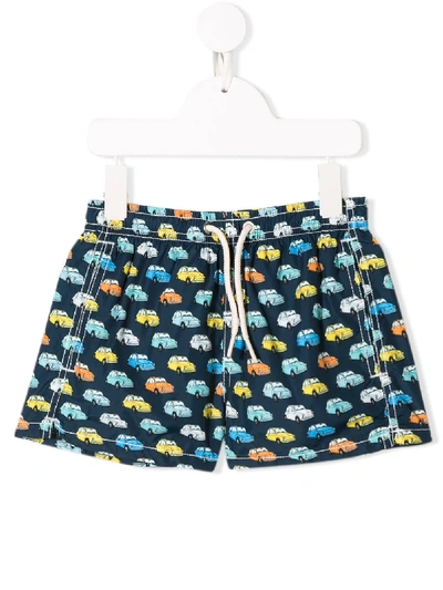 Mc2 Saint Barth Kids' Car Print Swim Shorts In Blue