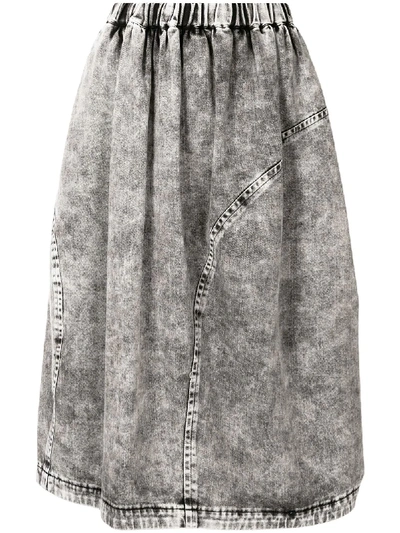 Black Comme Des Garçons Faded High-waist Denim Skirt In Grey