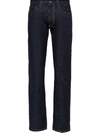 Prada Stretch Denim Jeans Belt Loops Five Pockets In Blue
