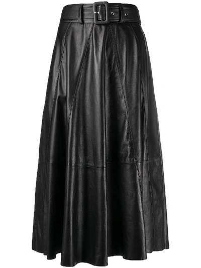 Arma High-waisted A-line Midi Skirt In Black