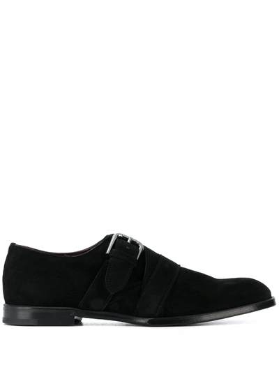 Dolce & Gabbana Suede Monk Shoes In Black
