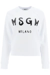 Msgm Logo Print Raglan Sweatshirt In White,black
