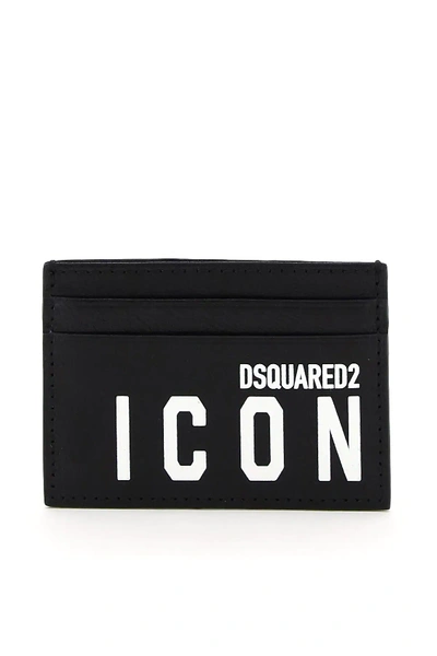 Dsquared2 Black Icon Card Holder In Black,white