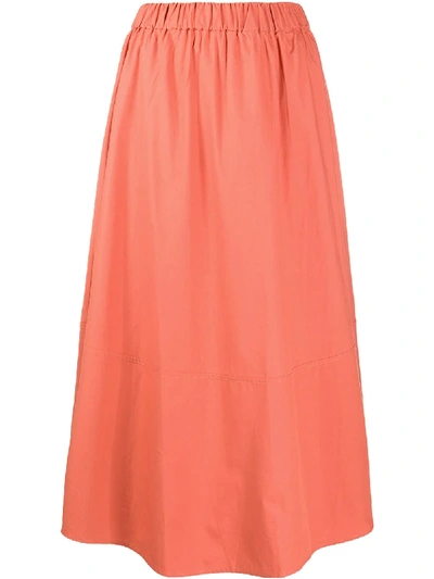 Ba&sh Piel Gathered Cotton-poplin Midi Skirt In Blush