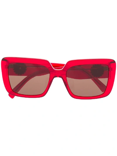 Versace 半透明镜框太阳眼镜 In Red