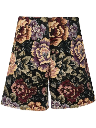 L'autre Chose Floral Shorts In Black