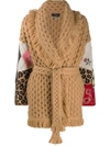 ALANUI CABLE-KNIT PATCHWORK-SLEEVE COAT