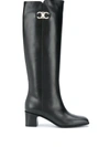 Ferragamo Gancini Knee-high Boots In Black