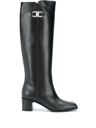 Ferragamo Gancini Knee-high Boots In Black