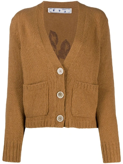 Off-white Floral Arrows Embroidered Cardigan In Brown