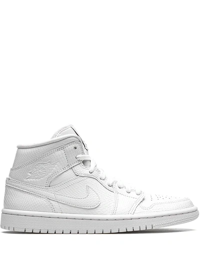 Jordan Air  1 Mid Triple White Patent Leather