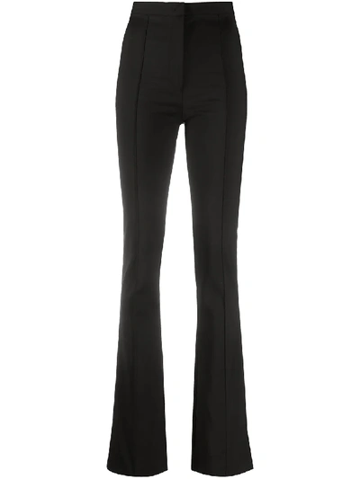 Patrizia Pepe Pressed-crease Slit-detail Flared Trousers In Black