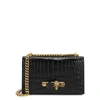 ALEXANDER MCQUEEN JEWELLED SATCHEL CROCODILE-EFFECT LEATHER SHOULDER BAG,3897636