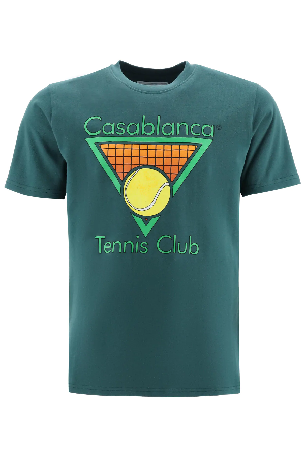 Casablanca Casa Tennis Club Print T-shirt In Green,yellow,orange | ModeSens