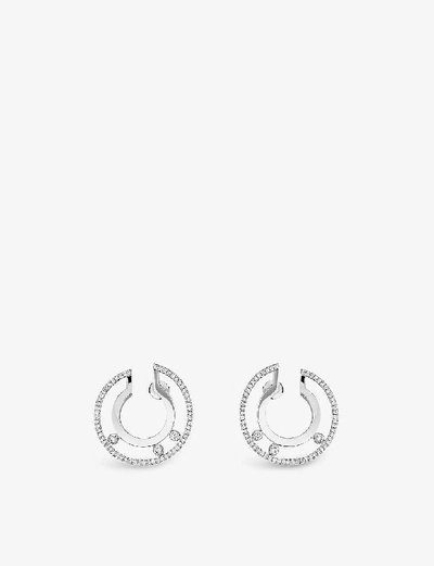 Messika Move Romane 18k White Gold & Diamond Pavé Small Hoop Earrings