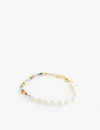 ANNI LU WOMENS GOLD PEARLY ALAIA 18CT YELLOW GOLD-PLATED VERMEIL BRASS, BEADED AND FRESHWATER PEARL BRACELET,R03649097