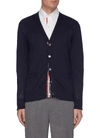 THOM BROWNE INTARSIA STRIPE WOOL CARDIGAN