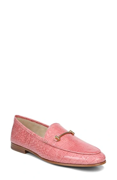 Sam Edelman Lorraine Glossed Croc-effect Leather Collapsible-heel Loafers In Pink