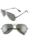 Ray Ban 58mm Aviator Sunglasses In Black