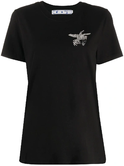 Off-white Bird-print Arrows-motif T-shirt In Black,silver