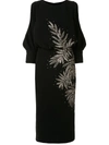 SAIID KOBEISY OPEN-SHOULDER EMBROIDERED DRESS