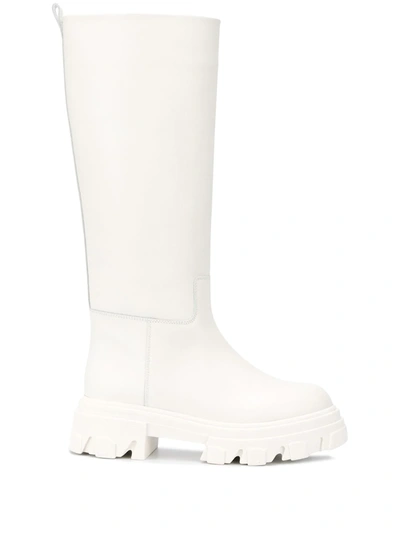 Gia Couture X Pernille Teisbaek White Perni 07 Leather Combat Boots In Weiss