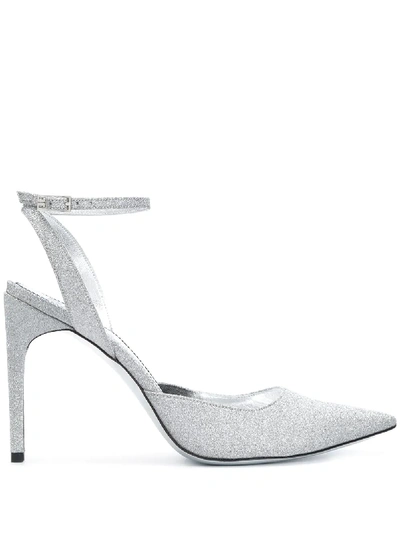 Givenchy Glitter Pointed Pumps In Silver