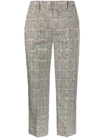 Dondup Cropped Check Trousers In Grey