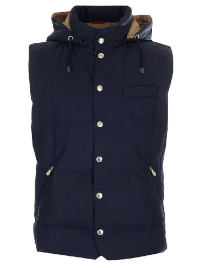 Brunello Cucinelli Men's Blue Wool Vest