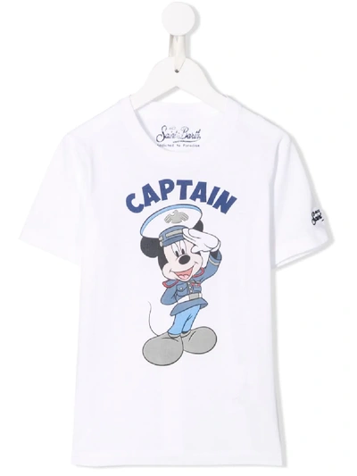 Mc2 Saint Barth Kids' Captain Print T-shirt In White