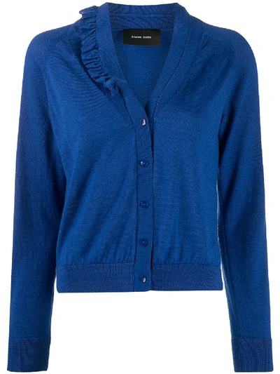 Simone Rocha Ruffle-detail Cardigan In Blue